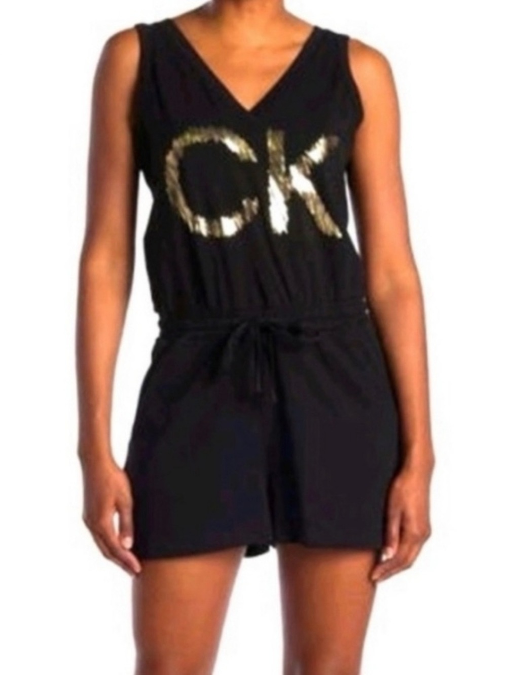 CK Gold Logo Navy Sleeveless Romper